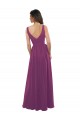 Online Wilde Beere A-Linien V-Ausschnitt Chiffon Lange Brautjungfernkleider