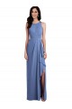 Online Windsor Blau A-Linien Juwel Ausschnitt Chiffon Lange Brautjungfernkleider