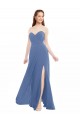 Online Windsor Blau A-Linien Trägerlos Chiffon Lange Brautjungfernkleider
