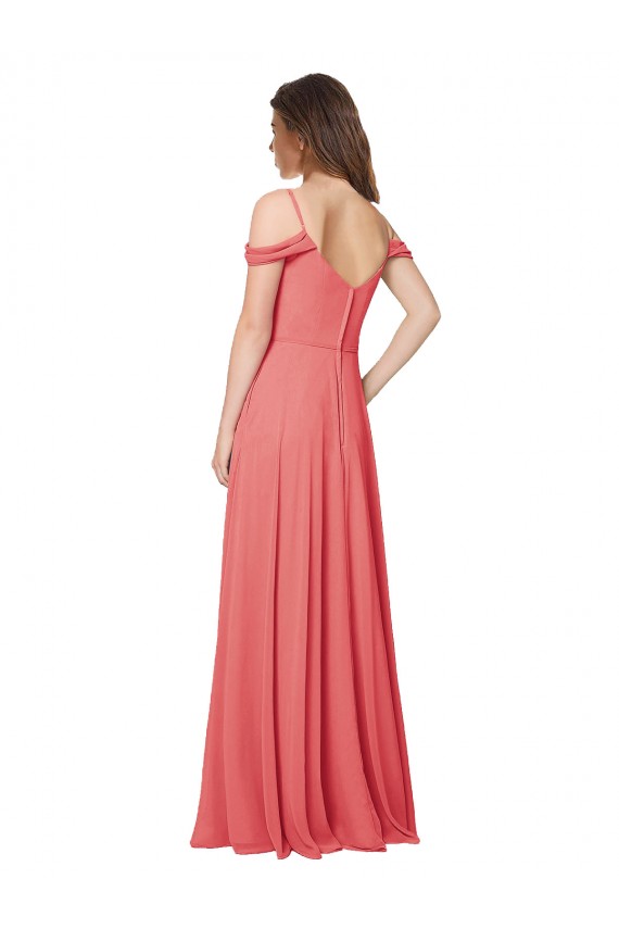 Online Wüstenrose A-Linien Off-Schulter Chiffon Lange Brautjungfernkleider