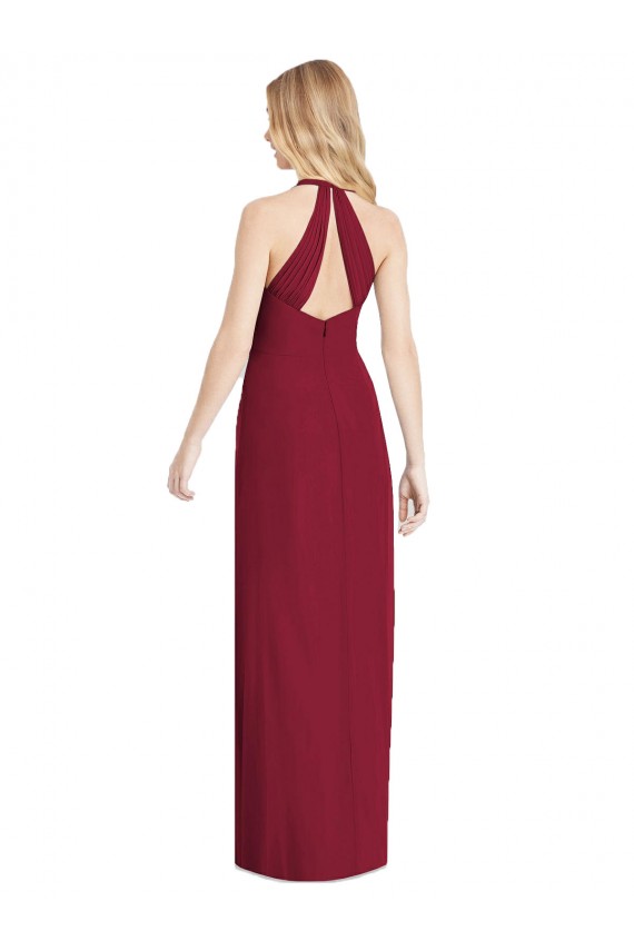 Online Wüstenrose Trompete Neckholder V-Ausschnitt Chiffon Lange Formale Brautjungfernkleider / Abendkleider