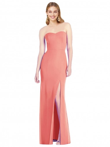 Online Wüstenrose Trompete Trägerlos Chiffon Lange Brautjungfernkleider
