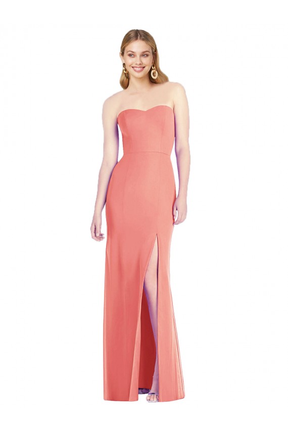 Online Wüstenrose Trompete Trägerlos Chiffon Lange Brautjungfernkleider